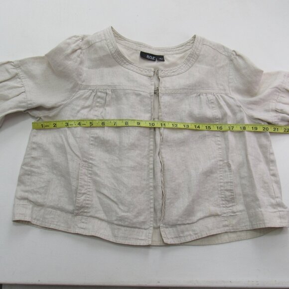 a.n.a Womens Chic Cream Bolero Cropped Round Neck 3/4 Sleeve Jacket Size L - Picture 5 of 7